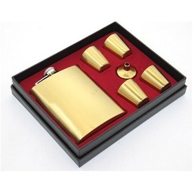 Resim Paslanmaz Çelik 4 Shot Bardaklı Matara Seti Gold 