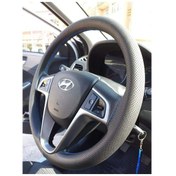 Resim Dikişli Deri Direksiyon Kılıfı Noktalı Deri Kırmızı Dikişli Otomobil Grubu 37-39 Cm Çap Direksiyonlar Siyah 