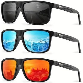 Resim Gaojunshop01 Gri Buz Mavi Kirmizi 3lu Polarize Trend Erkek Gunes Gozlugu Hafif Hediye Açık Füme 