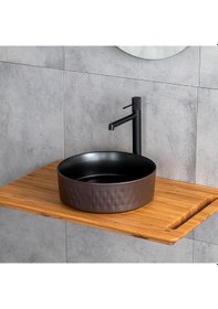 Resim Lena E-W5001KS Tezgahüstü Lavabo Gri - Siyah 