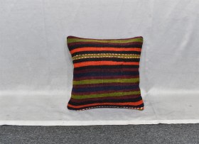 Resim Zehra Abla Halı Yeni El Dokuma Dekoratif Kilim Kırlent Yastık Kılıfı 6543 Çok Renkli 