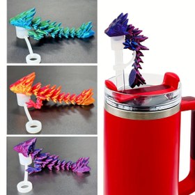 Resim 1 Set 3 adet Serin Ejderha Silikon Pipet Koruyucu Kapaklar, Büyük Çap 10mm, Toz Geçirmez, 30&40oz Su Bardağı için, Evrensel Uygunluk, Bardak Aksesuarları ile, Düğün Partisi, Sevgililer Günü, Paskalya, Anneler Günü için 