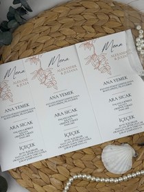 Resim Kişiye Özel Menü Kartı - Düğün, Nişan ve Davet Masaları İçin 