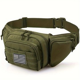 Resim Çoklu Cebi ve Molle Sistemi ile Ağır Hizmet Zeytin Yeşili Taktik Bel Çantası - Ayarlanabilir, Oxford Kumaş, Açık Hava, Yürüyüş ve Balıkçılık Ekipmanları Depolama için, Açık Hava Ekipmanları Depolama Çantası 