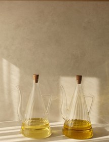 Resim Dekorzdükkan 2'li Akasya Tıpalı Çizgili Model İbrik Yağdanlık (750ML) 