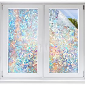 Resim Renkli Geometrik Vinil Pencere Gizlilik Filmi – Yeniden Kullanılabilir, Yüksek Kaliteli, Yapıştırıcısız Etiket, UV Koruma, Isı Kontrolü Ev ve Banyo Dekoru için 