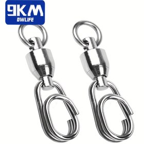 Resim 9KM 50'li Paket Ağır Hizmet Tipi Paslanmaz Çelik Balıkçılık Dönerler Hızlı Klipsli - Tuzlu Su & Tatlı Su Balıkçılığı için Bilyalı Rulmanlı Dönen Bağlantı Elemanları, Güvenli Misina Bağlantıları için Dayanıklı Korozyona Dayanıklı Tasarım, Güvenli Misina Bağlantısı 