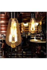 Resim YTE Armut Kateli Rustik 2700 K Sarı Led Filament Bulb 50 Bin Saat Garantili Dekoratif E27 Duy 4 W Dekora 