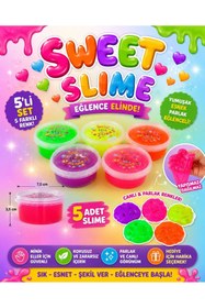 Resim ümit toys Sweet Slime Florsan 5’li Set - Parlak Şeffaf Yumuşak Esnek Slime Oyuncak 