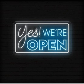 Resim Yes We're Open Yazılı Neon Tabela Turkuaz 