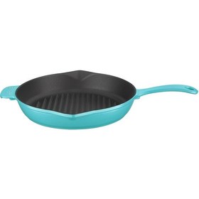 Resim Lava Döküm Izgara Tava, Metal Saplı Çap(Ø)28cm, - Mat Turkuaz 