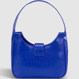 Resim Housebags Kadın Saks Mavi Tokalı Timsah Desenli Baguette Çanta Saks Mavi 