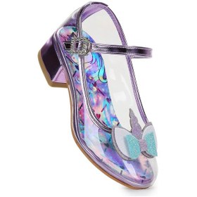 Resim Kiko Kids Unicorn Kız Çocuk Topuklu Abiye Şeffaf Ayakkabı Lila Lila 