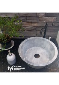 Resim Gri Mermer V Model Lavabo 