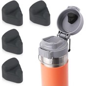 Resim Yunboo 4 Adet Sızıntı Engelleme Silikon Tıkanırcı - Quick Flip Go 24/36 Oz Su Şişesi Kapağı Yerine Değiştirme Parçaları Siyah 