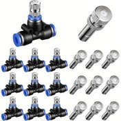 Resim 20 Adet Sis Püskürtme Nozulu, 1/4" Su Sisli Tee Bağlantı Parçası, 8mm Pirinç Nozul, 1/4" Hava Hortumu Fitingi ile Dış Mekan Soğutma Sistemi İçin (İki Bölüm) 