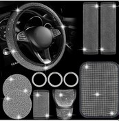 Resim Youmex "11 Parçalı Lüks Otomobil Aksesuar Seti - Kristalli Direksiyon Kılıfı, Vites Kolu Ve El Freni Kapağı" 