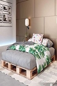 Resim Doğal Ahşap Palet Karyola Yer Yatağı Tek ve Çift Kişilik Tüm Ölçülerde Doğal ahşap 140 x 200 LoolpiNM130 
