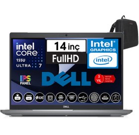 Resim Dell Latitude 5450 Intel Ultra 7 155U 32GB Ddr5 2tb SSD 14" Fhd IPS WINDOWS11PRO Taşınabilir Bilgisayar N012L545014W34+ZETTAÇANTA 
