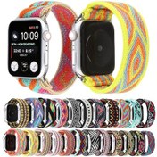 Resim iOS Uyumlu Serisi 7 45mm / 6 - Se - 5 - 4 44mm / 3 - 2 - 1 42mm Naylon Saat Kordonu 