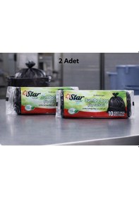 Resim Star Plus Endüstriyel Boy Atık Torbası 80x110 Cm 10 Adet Dayanıklı Sanayi Tipi Atık Poşeti 2 Adet 