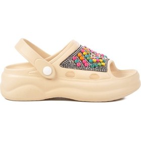 Resim Bej İşlemeli Hafif Eva Kadın Sabo Terlik E-800 Z Bej 