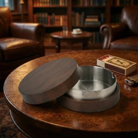 Resim Dekofon Kahverengi Bambu Kapaklı Küllük 