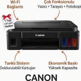 Resim Canon Pıxma G3410 Tanklı Çok Fonksiyonlu Wifi Yazıcı 