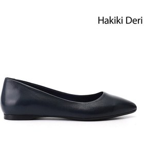 Resim Gönderi(R) Gönderi R Kadın Lacivert Sivri Burun Düz Taban Hakiki Deri Babet Gdza134m0422 Lacivert 