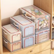 Resim 1 Paket Büyük Kapasiteli Taşınabilir Dolap Düzenleyici Sistemi Şeffaf Pencereli, Sağlam Katlanabilir Plastik Saklama Kutuları Giysi, Çarşaf, Oyuncak, Kitaplar İçin - Bağımsız Hava Koşullarından Bağımsız Raf Düzenleyici Raflar Sepet Saklama Kutusu 