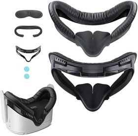Resim AMACOAM Oculus / Meta Quest için yüz arayüzü, 2 aksesuar 5'i 1 arada set VR Face Cover Oculus Quest 2-2 Face Cover yedek dolgu, ışık önleyici burun dolgusu, lens koruması, gözlük mesafe tutucu 