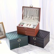 Resim Vintage Stil Mücevher Kutusu, Yüzükler, Kolyeler, Bilezikler, Küpeler İçin Çok Katmanlı Depolama - Sahte Deri Dış Mekan, Kadife Astar, Sevgililer Günü, Noel, Doğum Günleri İçin İdeal Hediye, Mücevher Kutusu, Mücevher Kutuları 
