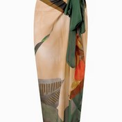 Resim Kadınlar için Şık Çiçek Baskılı Plaj Sarma Etek - Hafif Polyester, Esnemez, Yarı Şeffaf Kumaş Şık Düğüm Detaylı, Yaz için Mükemmel 