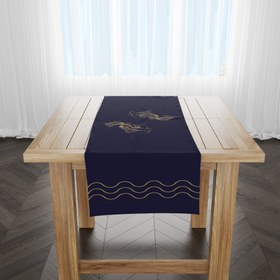 Resim Gold Fishes / Navyblue Runner Örtü 