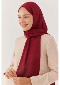 Resim Mirsoy Scarf Halka Desen Parlak Jakar Şal - Vişne Çürüğü Vişne Çürüğü 