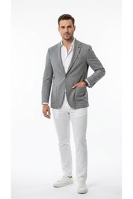 Resim Plus Scorpion Erkek Slim Fit Blazer Ceket Tek Düğmeli Çift Yırtmaçlı Torba Cepli Yarım Astarlı 