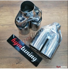 Resim 76lık Çift Çıkış Egzoz Ucu. Düz Ağız. 76mm 