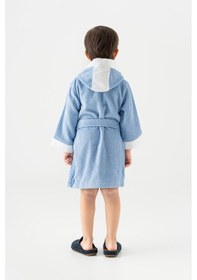 Resim Soley Pueri %100 Pamuklu Unisex Çocuk Bornozu Mavi 