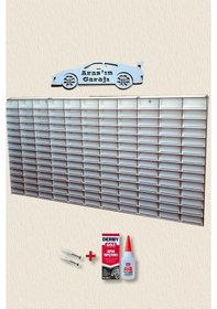 Resim Eğimli Ahşap Dekoratif Duvar Araba Rafı 154 Araçlık 