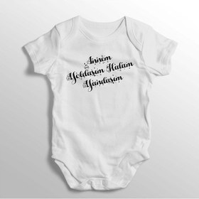 Resim İmaj Tuğbababy Annem Yoldaşım Halam Yandaşım Yazılı Baskılı Bebek Zıbını Beyaz 