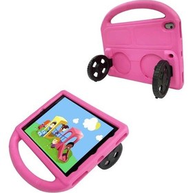 Resim İpad 10.2 8.nesil Uyumlu Zore Wheel Car Tekerlek Standlı Tablet Eva Silikon Kılıf-mor Tablet Kılıfı 