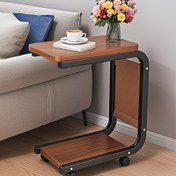 Resim Modern Minimalist Kaydırma Yan Masası, Kaydırma Mekanizmi ile - Hafif Ahşap ve Metal Çerçeve, Oturma Odası, Yatak Odası veya Kanepe için Kompakt Tasarım, Kahve, Kitaplar ve Dekoratif Çiçekler için Mükemmel, Kanepe Yan Masası, Dekoratif Çiçek Vazosu, Şık Metal Detaylar 