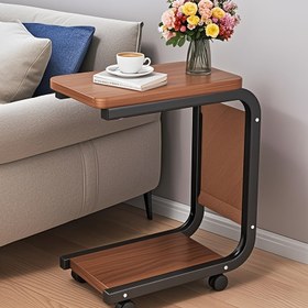 Resim Modern Minimalist Kaydırma Yan Masası, Kaydırma Mekanizmi ile - Hafif Ahşap ve Metal Çerçeve, Oturma Odası, Yatak Odası veya Kanepe için Kompakt Tasarım, Kahve, Kitaplar ve Dekoratif Çiçekler için Mükemmel, Kanepe Yan Masası, Dekoratif Çiçek Vazosu, Şık Metal Detaylar 