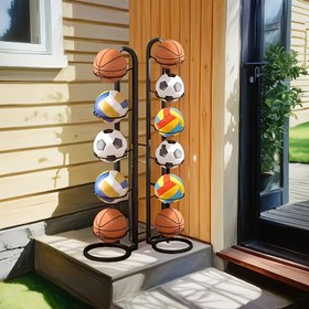 Resim 1 Adet Sınır Ötesi 5/6 Katlı Basketbol Depolama Rafı, Taşınabilir Açık Hava Top Standı - Basketbol, Futbol ve Voleybol Topları İçin Uygun | Yuvarlak Tabanlı Metal Spor Organizatörü | Ev ve Spor Salonu Kullanımı İçin İdeal | Şık ve Sağlam Tasarım | Top Düzenleme ve Sergileme için Mükemmel, Basketbol Gösterim Kutusu, Kapalı Alan Basketbol Askısı, El Tipi Duvara Monte Basketbol Tutucu, Dayanıklı Yapı, Ağır Hizmet Raf 