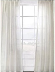 Resim Pilesiz Düz Keten Tül Perde Ekru 230 x 260 