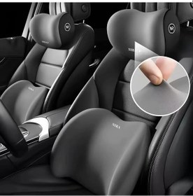 Resim Chuangyinshop Grey 1 Set Başlık Ve Bel Yastığı Seti Memory Foam Tesla Benz İçin Evrensel Otomobil Boyun Yastığı 
