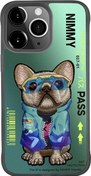 Resim iPhone 15 Pro Dog Series Köpek Nakış Işlemeli Gözlük Detaylı 3D Kılıf Yeşil Nimmy