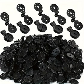 Resim 200'lü Paket Ağır Hizmet Güçlü Siyah Plastik Güneşlik Kumaş Klipsleri, Yuvarlak Tutma Güvence Klemensleri, Güneş Ağı, Bahçe, Seramik, Veranda, Bitki Kapağı Sabitleme, 7.5cm x 2.8cm 