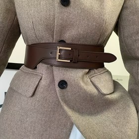 Resim Kadın Kemer Paketi ile Ceket, Siyah Vintage Geniş Basit Bel Bandı Süveter Yeni Kazak Çok Yönlü PU Kayış 