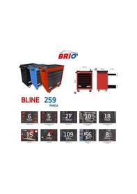 Resim Brio Hareketli Takım Dolabı 6 Çekmece Bline 259 Parça Siyah Dolu 
